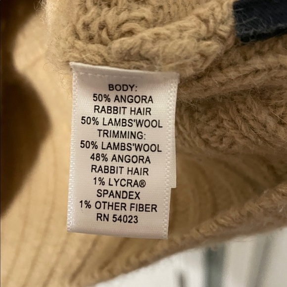 Banana Republic Womans Lambs Wool Cowl Neck Cable Knit Caramel Sweater Sz Medium - Picture 9 of 10